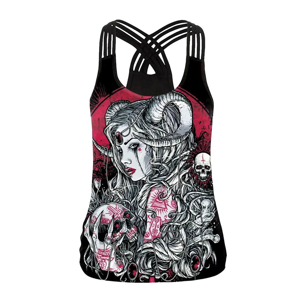 Women Tank Tops Backless Female  - Halloween