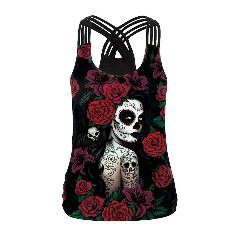 Women Tank Tops Backless Female  - Halloween