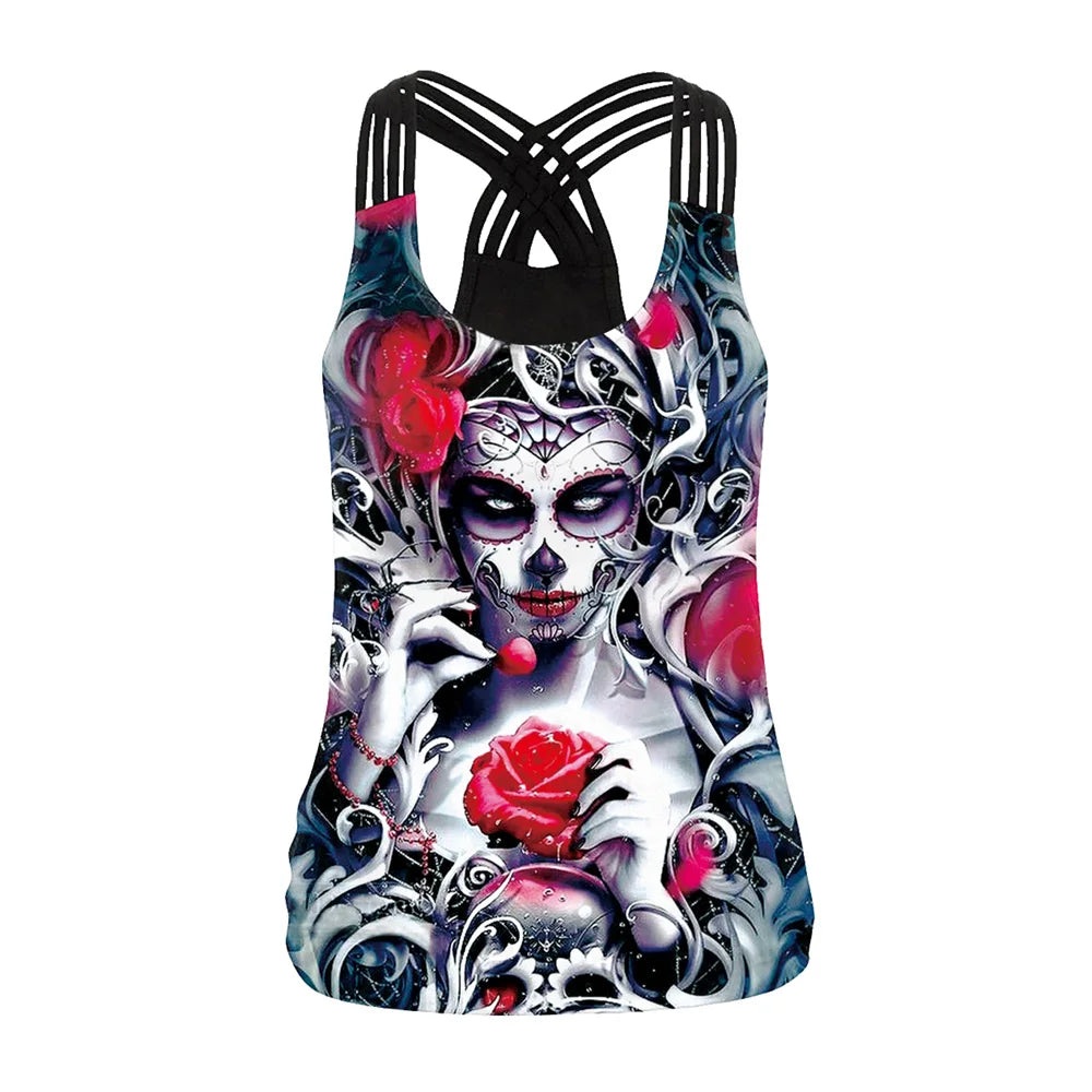 Women Tank Tops Backless Female  - Halloween