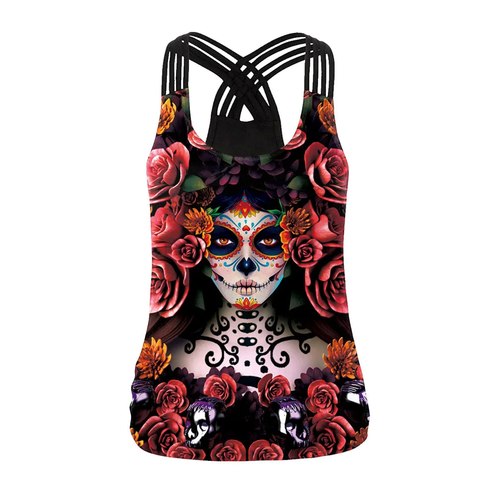 Women Tank Tops Backless Female  - Halloween