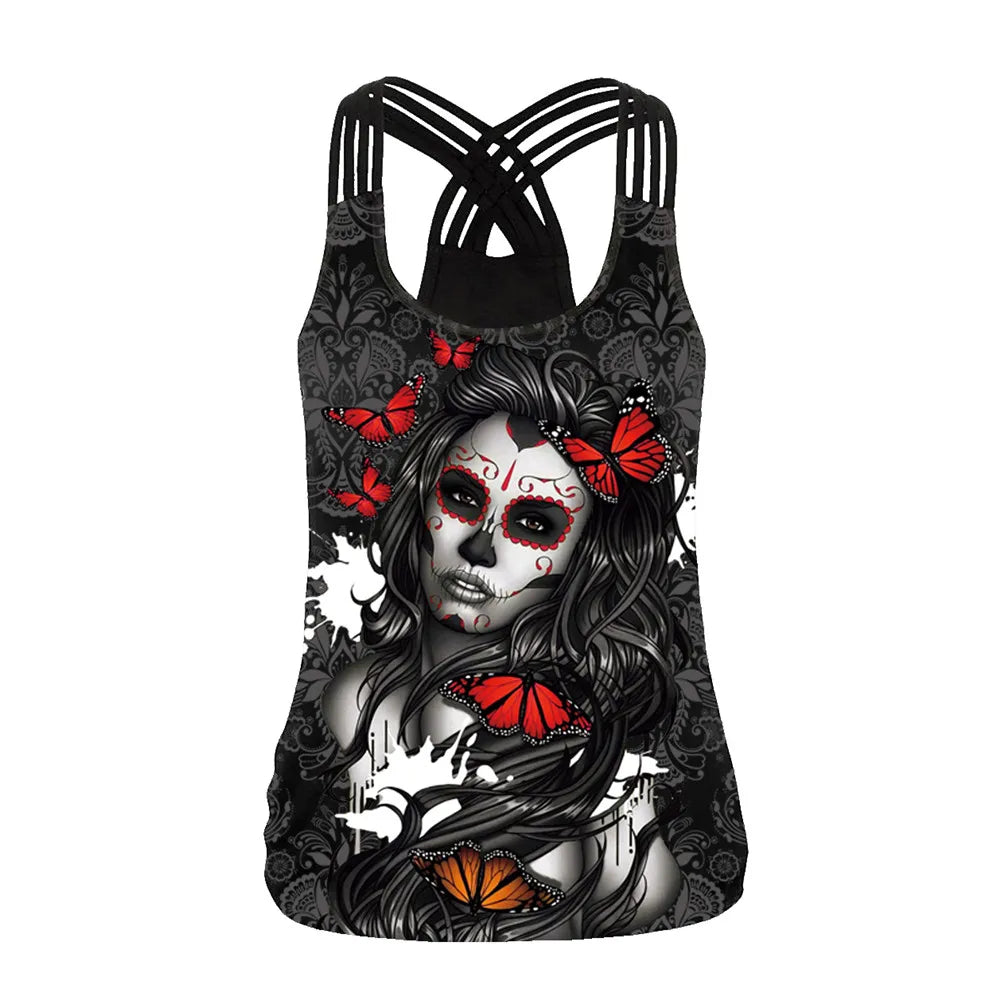 Women Tank Tops Backless Female  - Halloween