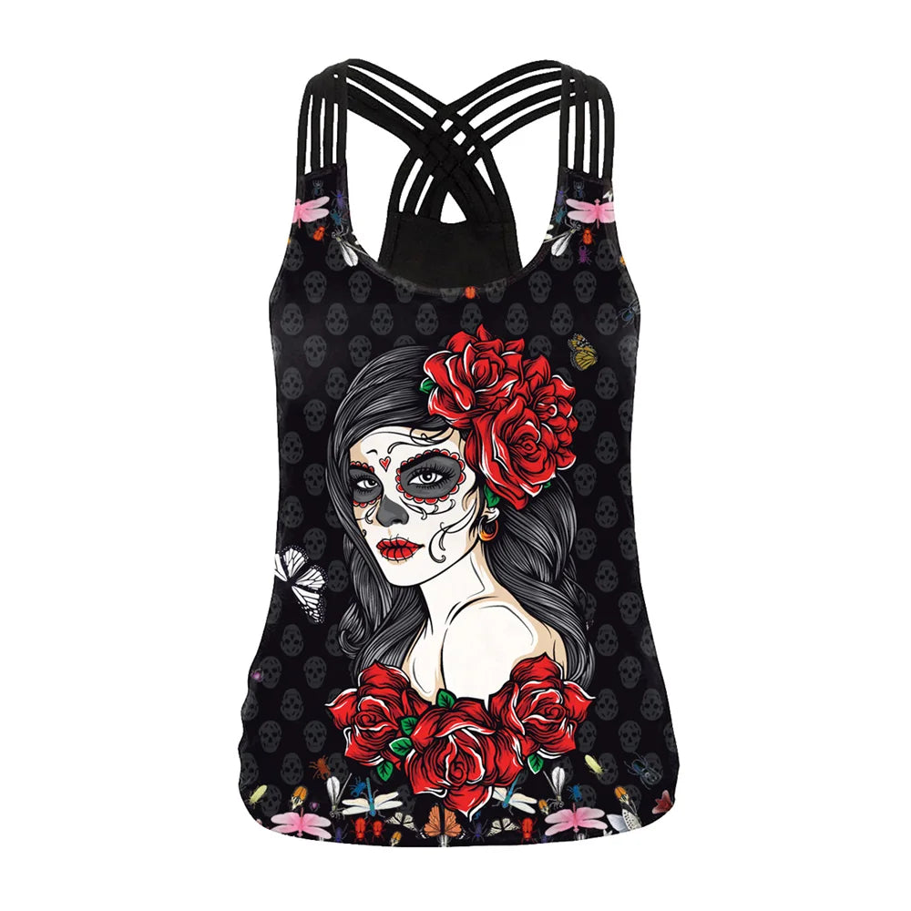 Women Tank Tops Backless Female  - Halloween