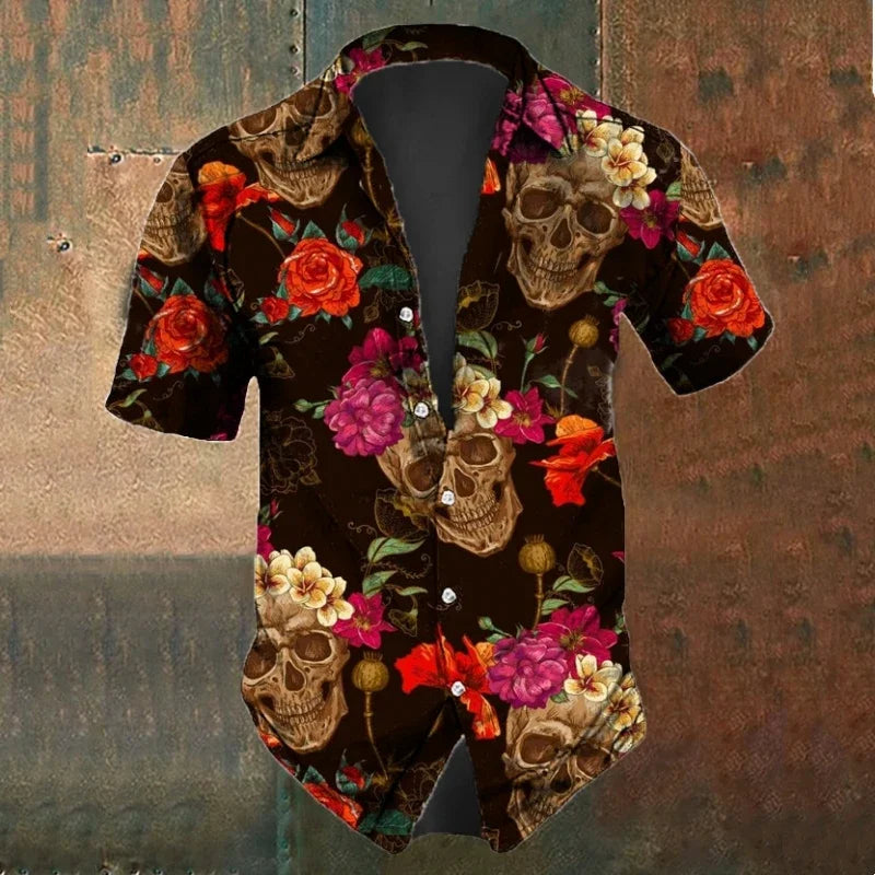 Summer Men's Skull Shirts - Halloween 2025