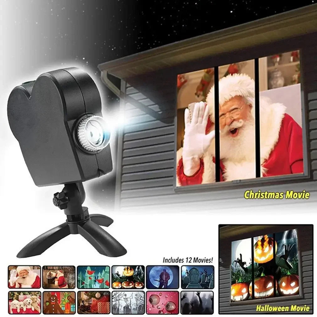 Xmas Halloween Window Projector Lamp Outdoor Holiday Led Holographic Projection
