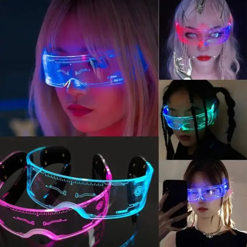 LED Luminous Sunglasses Vintage Punk Goggles Men Women Fashion