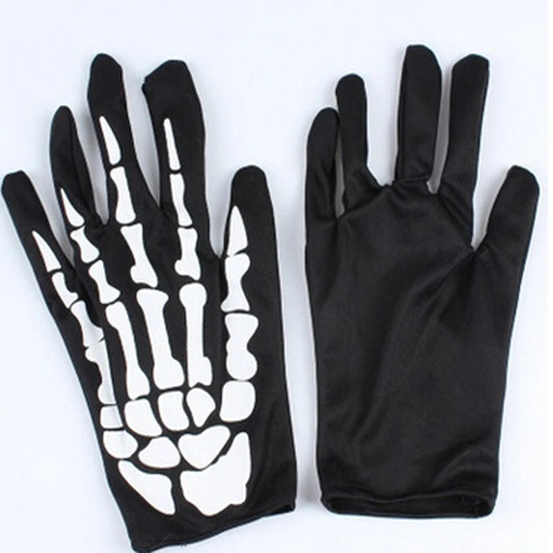 Halloween Gloves Black White