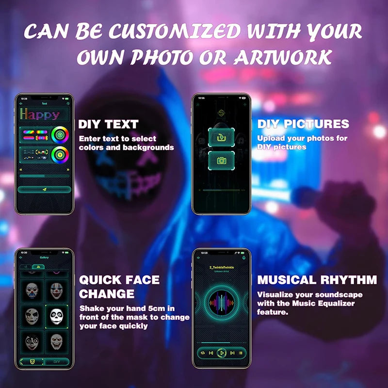 Led Mask  Control Programmable Smart Display - 2025