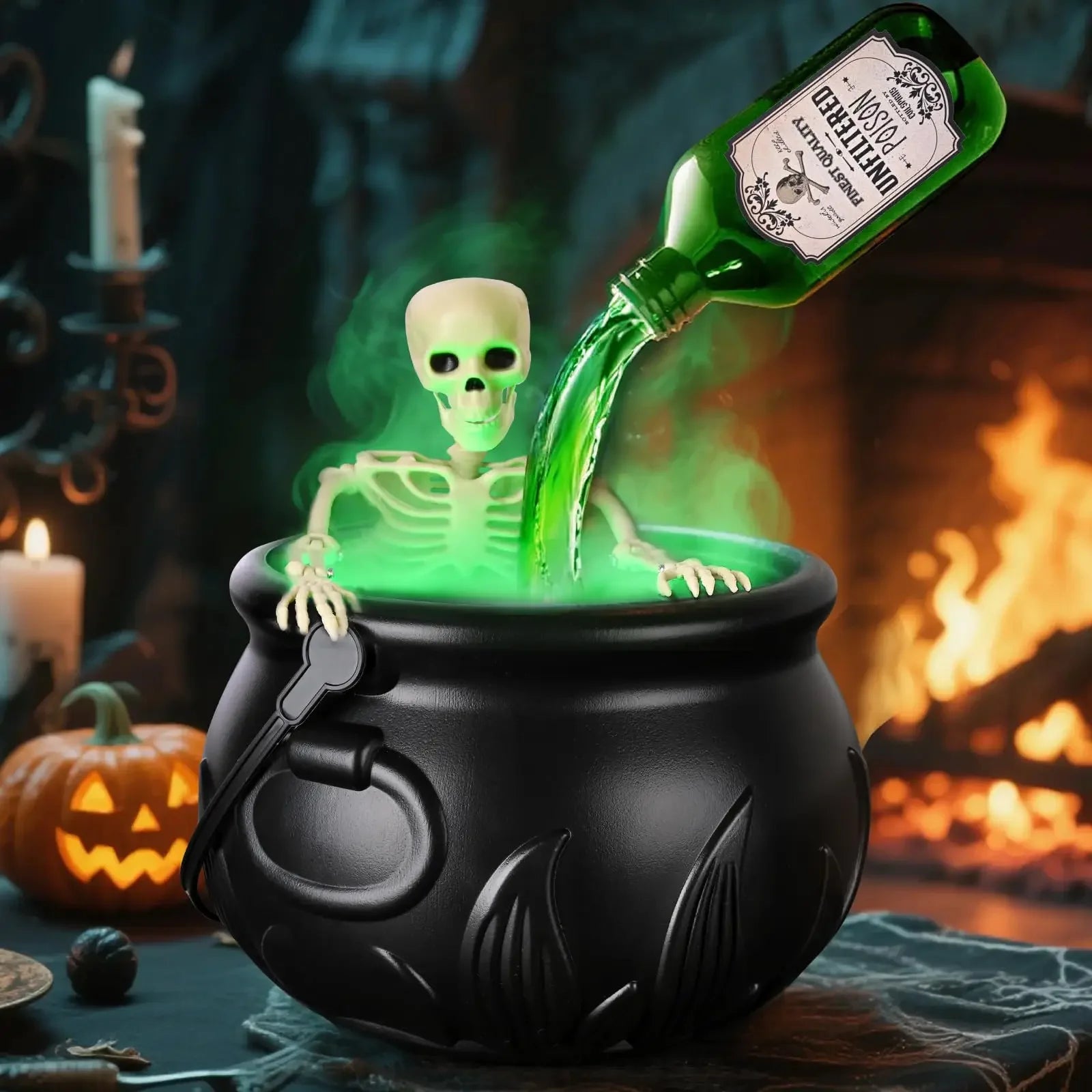 Halloween WitchCauldron with LED Light & Fog