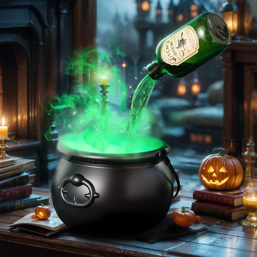 Halloween WitchCauldron with LED Light & Fog