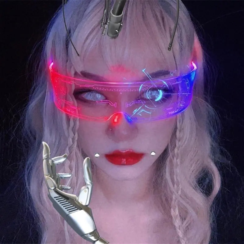 LED Luminous Sunglasses Vintage Punk Goggles Men Women Fashion