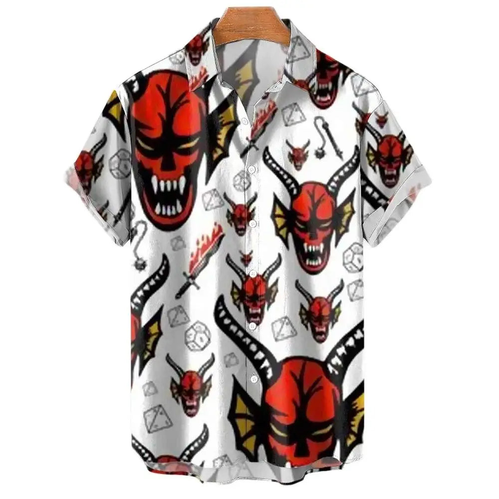 3d Skull Party Hawaiian Shirt Men's Casual