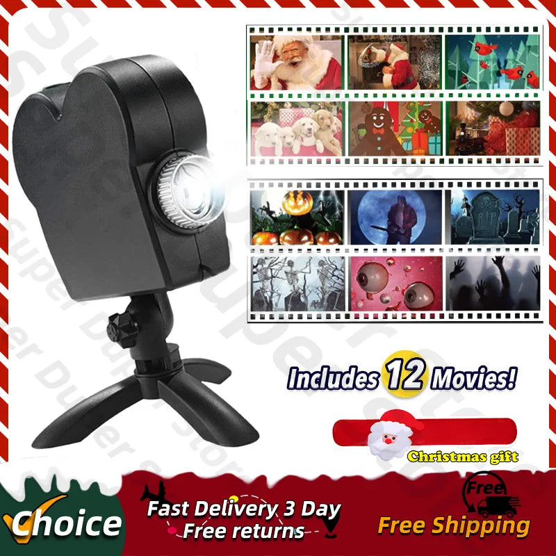 Xmas Halloween Window Projector Lamp Outdoor Holiday Led Holographic Projection