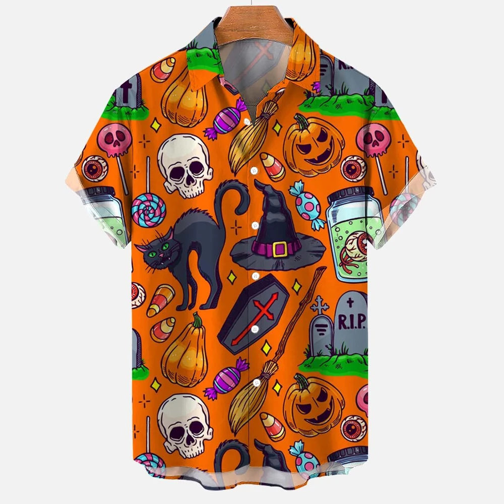 3d Skull Party Hawaiian Shirt Men's Casual