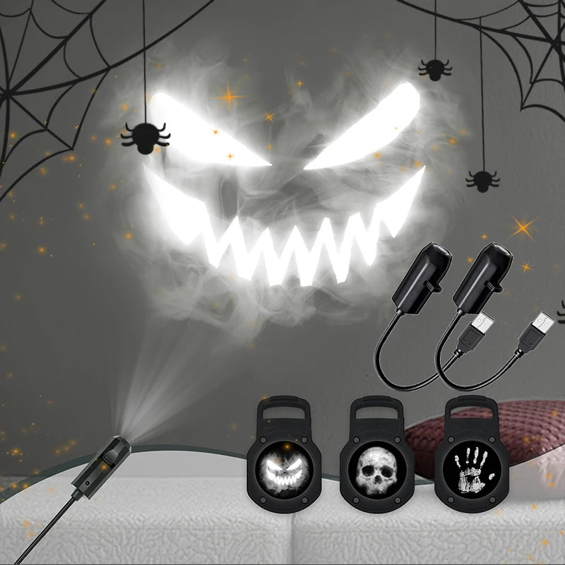 Halloween USB Projector Light Skull NightLight Ghost LED Lamp 360