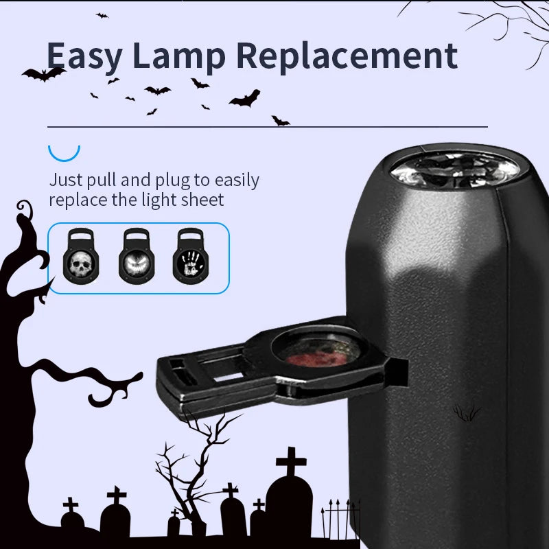 Halloween USB Projector Light Skull NightLight Ghost LED Lamp 360