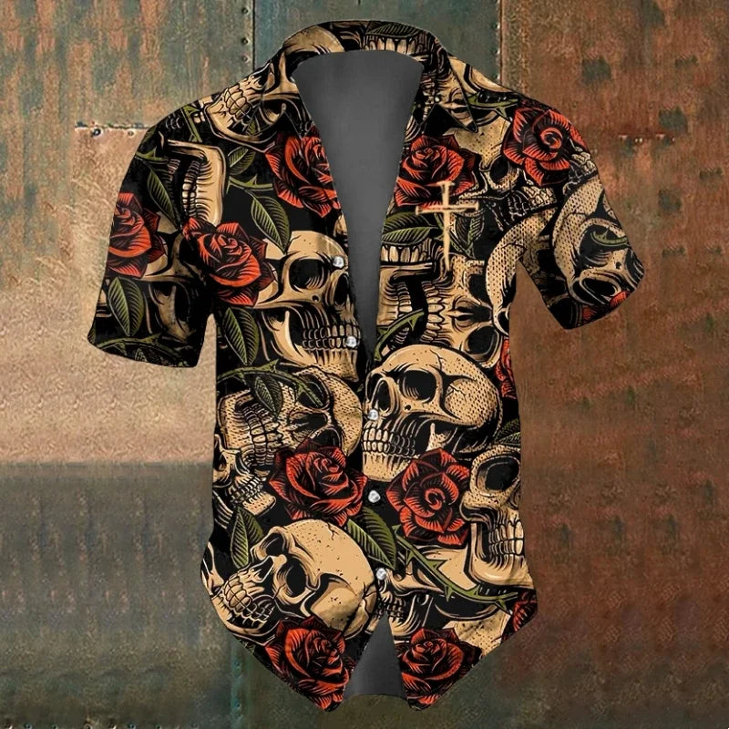Summer Men's Skull Shirts - Halloween 2025