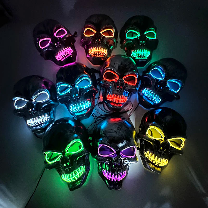 Adults Black Pirate Hats with Skull Pattern Halloween LED