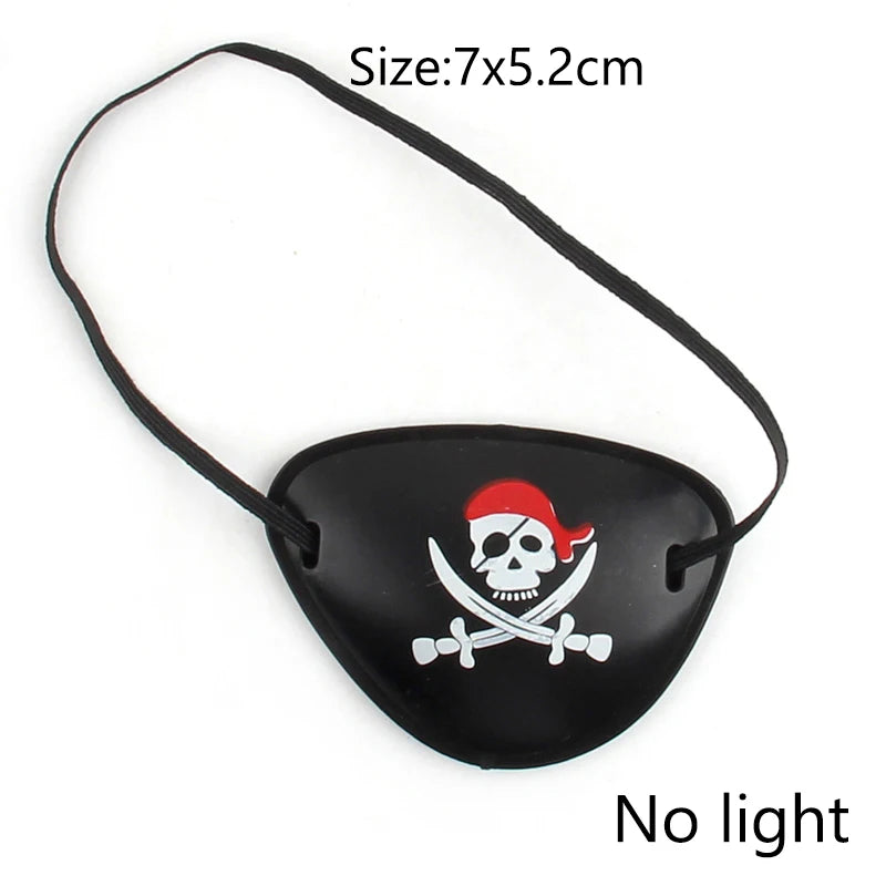 Adults Black Pirate Hats with Skull Pattern Halloween LED