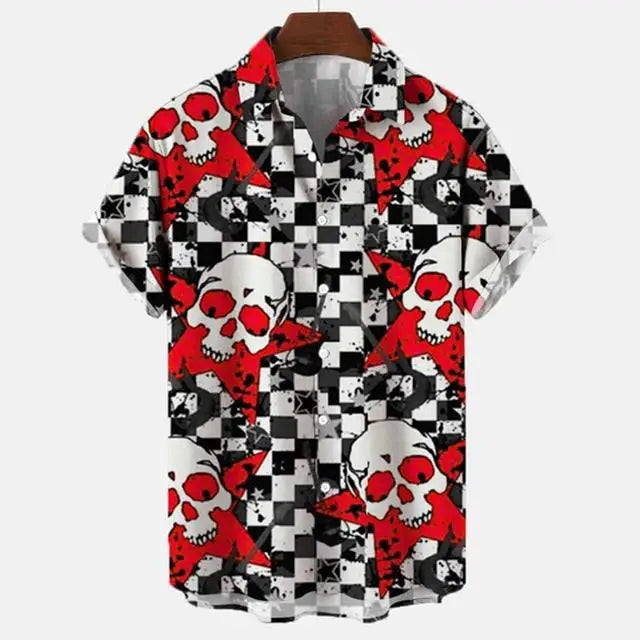 3d Skull Party Hawaiian Shirt Men's Casual