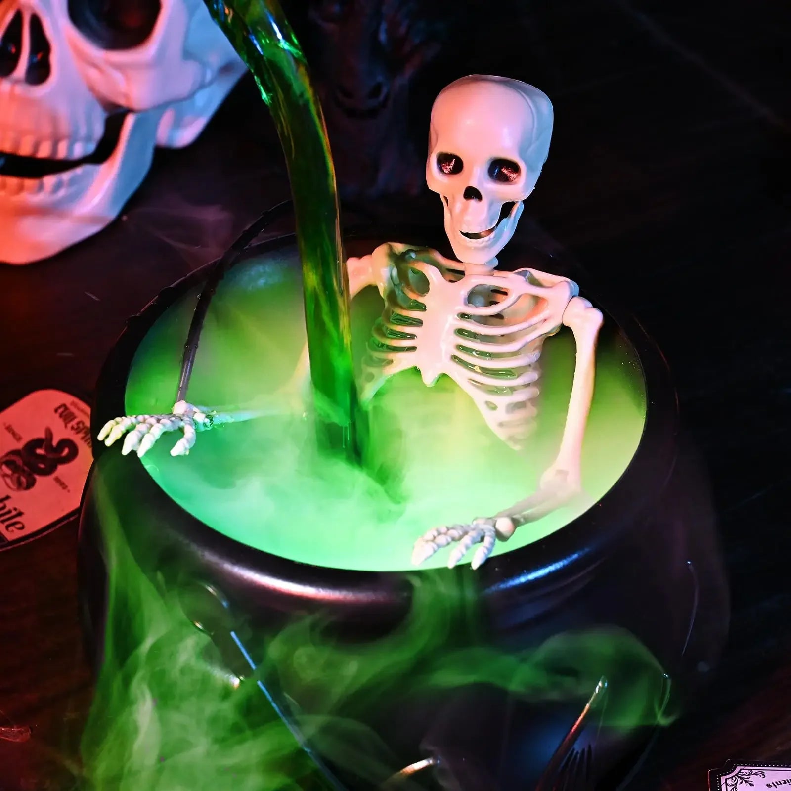 Halloween WitchCauldron with LED Light & Fog