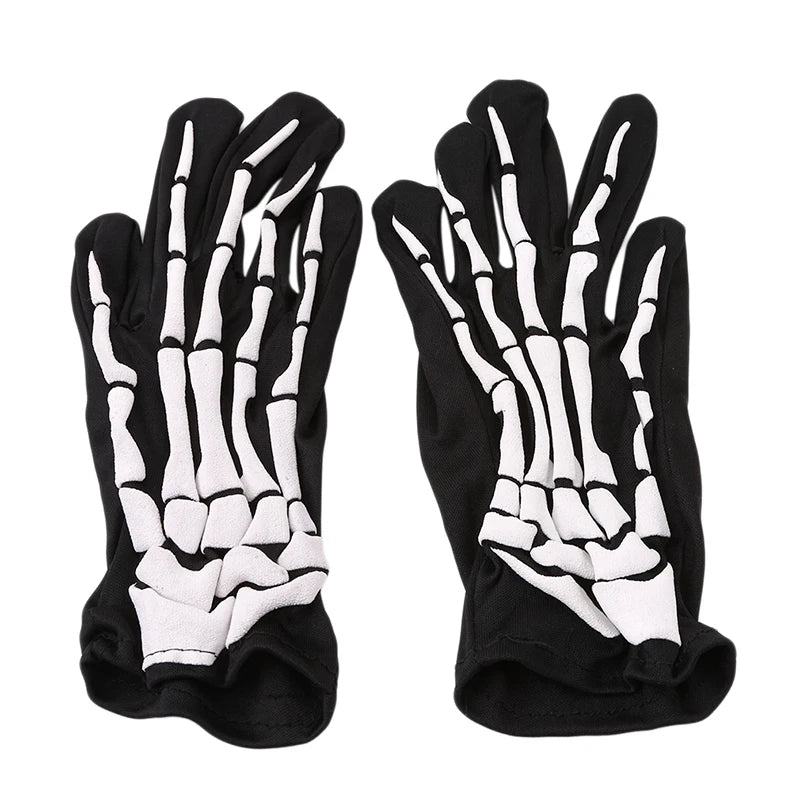 Halloween Gloves Black White