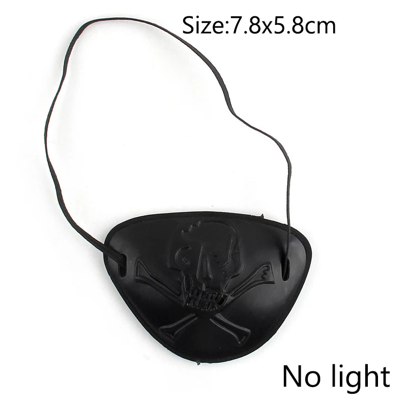 Adults Black Pirate Hats with Skull Pattern Halloween LED