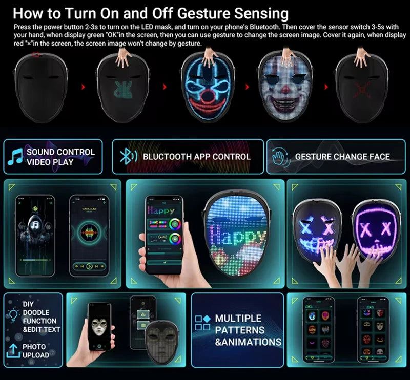Led Mask  Control Programmable Smart Display - 2025