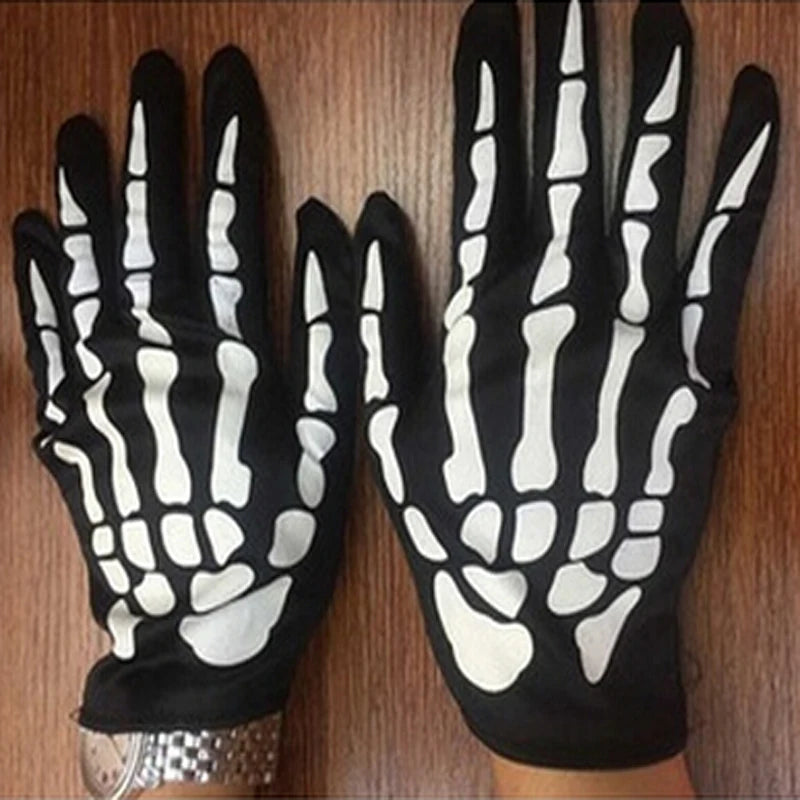 Halloween Gloves Black White